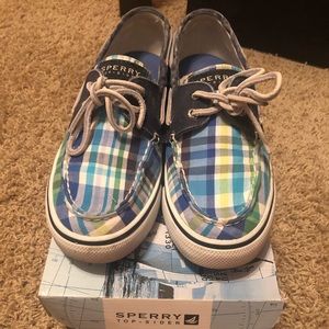 Gently Used woman’s Blue Plaid Sperry Top-Sider